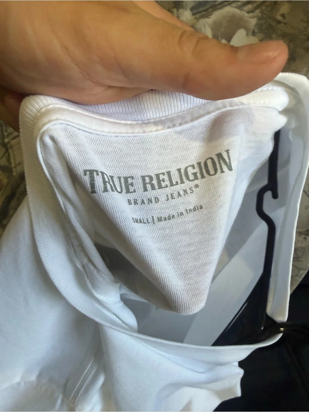 True Religion White T-Shirt with Olive Graphic